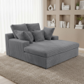 LAZY ONE Chaiselongue im modernen Cord-Look – luxuriöse Liege mit weichen Kissen & Komfortpolsterung - Grau