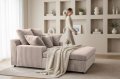 LAZY ONE Chaiselongue im modernen Cord-Look – luxuriöse Liege mit weichen Kissen & Komfortpolsterung - Grau Beige