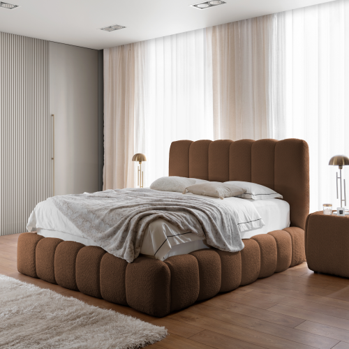 Polsterbett CANDE mit Bettkasten – elegantes Bett 140×200 cm für Ihr Schlafzimmer - Mokka, Braun (Catch Me 06)