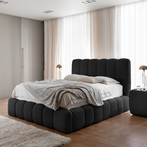 Designer Polsterbett CANDE mit Stauraum – elegantes Bett 120×200 cm für Ihr Schlafzimmer - Schwarz (Catch Me 27)