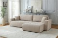 Ecksofa KORA – Modernes, komfortables Sofa mit Schlaffunktion und Stauraum für Wohnzimmer - Beige (Wind 11)
