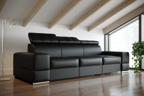 Ledersofa ROYAL III Leder Couch verstellbare Kopfstützen 295 cm - Schwarz
