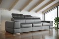 Ledersofa ROYAL III Leder Couch verstellbare Kopfstützen 295 cm - Grau