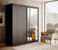 DELIA Kleiderschrank – Moderner Lamellen-Schrank, Schiebetürenschrank mit Spiegel & Stauraum  180 cm - Schwarz  Holz.png
