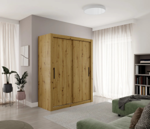 Schwebetürenschrank MODI 160 – Platzsparende Aufbewahrung für moderne Wohnräume - Artisan Eiche