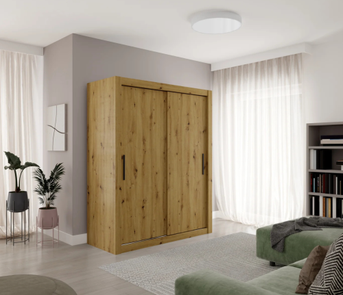 Schwebetürenschrank MODI 160 – Platzsparende Aufbewahrung für moderne Wohnräume - Artisan Eiche.png