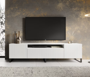 TV-Lowboard NOEMI 200 – Modernes Design mit geriffelter Front - Weiß