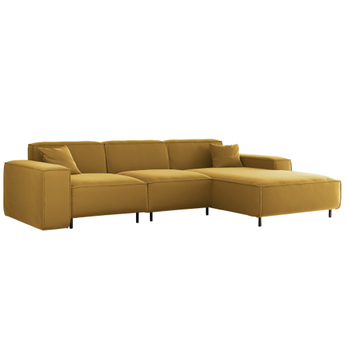 Ecksofa LUGA L HILLS – elegantes Designer-Ecksofa in L-Form mit Veloursbezug TIFFANI für modernes Wohnen, Stoff Tiffany 08 - Senf.png