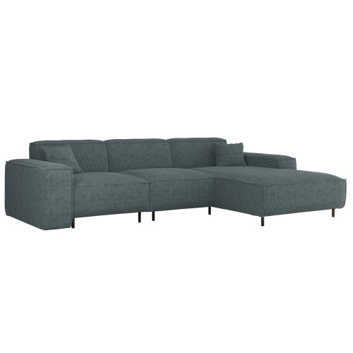 Ecksofa LUGA L HILLS – elegantes Designer-Ecksofa in L-Form mit Strukturstoff SCALA für modernes Wohnen, Stoff Scala - Dunkelblau