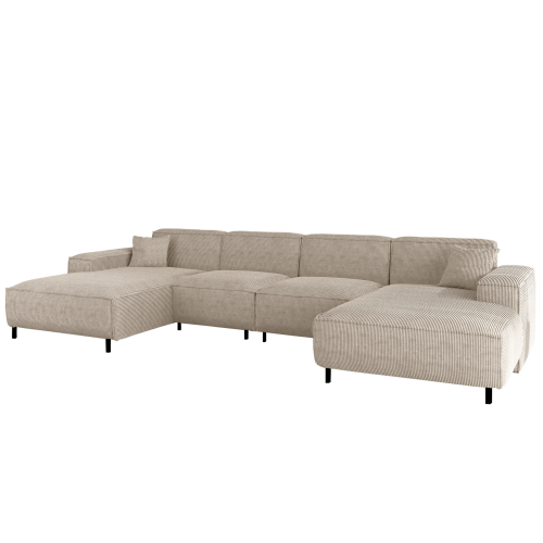 LUGA U HILLS Ecksofa in U-Form – große Wohnlandschaft mit wasserabweisendem SCALA Stoff, freistehend - Sand Beige