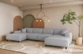 LUGA U HILLS Ecksofa in U-Form – große Wohnlandschaft mit PET-FRIENDLY Stoff ARTICO, freistehend - Cement, Hellgrau