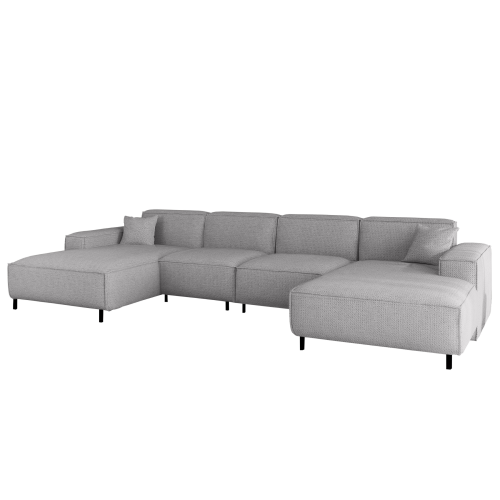 LUGA U HILLS Ecksofa in U-Form – große Wohnlandschaft mit PET-FRIENDLY Stoff ARTICO, freistehend - Cement, Hellgrau