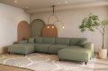 LUGA U HILLS Ecksofa in U-Form – große Wohnlandschaft mit PET-FRIENDLY Stoff ARTICO, freistehend - Grün
