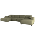 LUGA U HILLS Ecksofa in U-Form – große Wohnlandschaft mit PET-FRIENDLY Stoff ARTICO, freistehend - Grün
