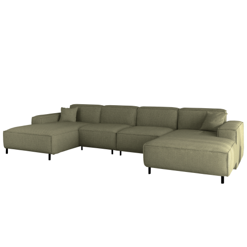 LUGA U HILLS Ecksofa in U-Form – große Wohnlandschaft mit PET-FRIENDLY Stoff ARTICO, freistehend - Grün