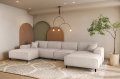 LUGA U HILLS Ecksofa in U-Form – große Wohnlandschaft mit PET-FRIENDLY Stoff ARTICO, freistehend - Creme