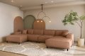 LUGA U HILLS Ecksofa in U-Form – große Wohnlandschaft mit PET-FRIENDLY Stoff ARTICO, freistehend - Orange, Kupferrot