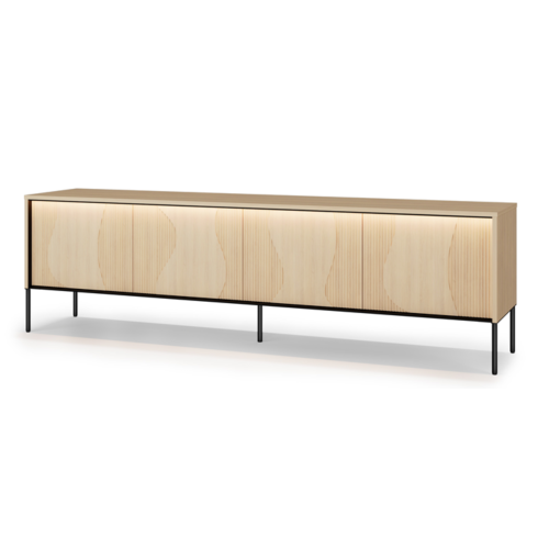 FLOW FW-05 – modernes RTV-Lowboard 4-türig mit LED-Beleuchtung, TV-Schrank, Eiche Vincenza gebleicht  Schwarz.png