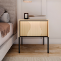FLOW FW-07 – moderner Nachttisch mit LED-Beleuchtung und Schublade, Nachtkonsole, Eiche Vincenza gebleicht  Schwarz.png