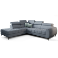 PORTO Ecksofa 255 × 225 cm mit Schlaffunktion, Bettkasten, verstellbaren Kopfstützen – HR & T35 Schaum, Stoff Moly - Taubengrau.png