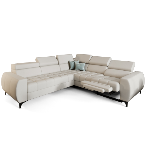 Porto II Relax Ecksofa mit elektrischer Relaxfunktion, Schlaffunktion - Echtleder, Weiß.png