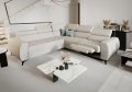 Porto II Relax Ecksofa mit elektrischer Relaxfunktion, Schlaffunktion - Echtleder, Weiß