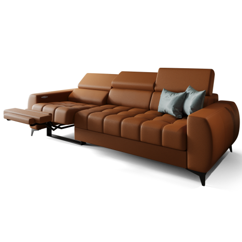 Porto III Relax Sofa mit elektrischer Relaxfunktion, verstellbaren Kopfstützen, HR- & T35-Schaum, Wellenfedern Typ B, Echtleder L-6 - Orange, Ziegel - LINKS.png