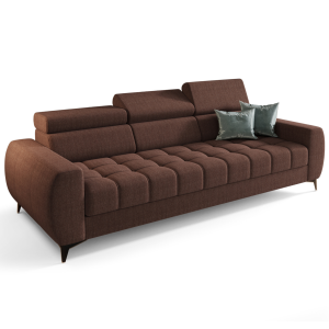 PORTO III  260 cm – Design-Sofa mit verstellbaren Kopfstützen, HR-Schaum, Wellenfedern - Gemma 63, Burgund 