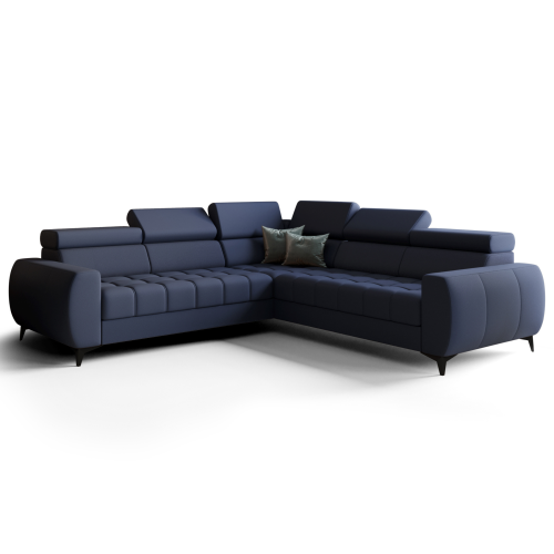 Porto Max 255x255 cm – Ecksofa mit Schlaffunktion und Bettkasten, Hochwertiger HR- & T35-Schaum, Regulierbare Kopfstützen - Echtleder L-4 - Blau.png