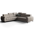 Porto Max 255x255 cm – Ecksofa mit Schlaffunktion und Bettkasten, Hochwertiger HR- & T35-Schaum, Regulierbare Kopfstützen - Echtleder L-11 - Grau.png
