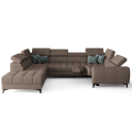 Porto Max I Relax Ecksofa mit elektrischer Relaxfunktion, Schlaffunktion und verstellbaren Kopfstützen, Stoff Crown 3 - Dunkelbeige, Beige - LINKS.png