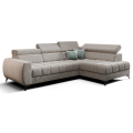 Porto Mini Ecksofa mit Schlaffunktion, verstellbaren Kopfstützen und Bettkasten– Terra 13, Beige - RECHTS.png