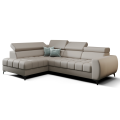 Porto Mini Ecksofa mit Schlaffunktion, verstellbaren Kopfstützen und Bettkasten – Echtleder L-11, Beige - Links.png
