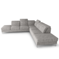 OSLO MAX Ecksofa 295x295 cm aus Naturleder mit Schlaffunktion und verstellbaren Kopfstützen - Stoff Terra 88, Hellgrau.png