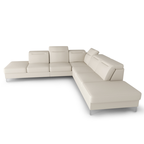 OSLO MAX Ecksofa 295x295 cm aus Naturleder mit Schlaffunktion und verstellbaren Kopfstützen - Echtleder U-8, Creme.png