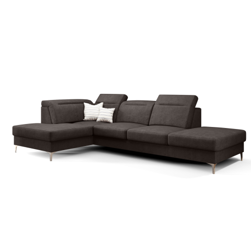 OSLO MINI Ecksofa 295x180 cm mit Schlaffunktion und Bettkasten - Stoff Moly, Hellgrau