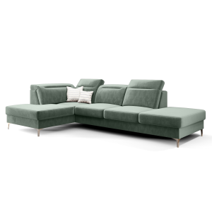 OSLO MINI Ecksofa 295x180 cm mit Schlaffunktion und Bettkasten - Stoff Terra 72, Türkis