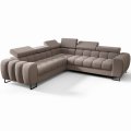 ASPEN MAX Ecksofa mit Schlaffunktion, verstellbare Kopfstützen & Bettkasten, 260×260 cm, Hellgrau (Gemma 80)