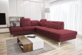 Oslo Ecksofa 295×220 - Elegantes, komfortables Sofa mit Schlaffunktion - Stoff Gemma 58, Weinrot