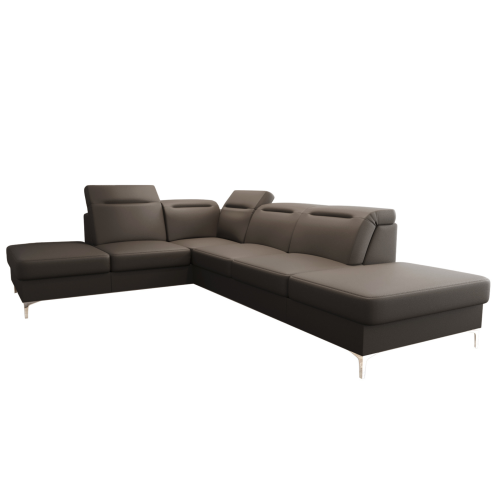 Oslo Ecksofa 295×220 - Elegantes, komfortables Sofa mit Schlaffunktion - Echtleder U-19, Braun