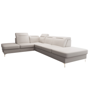Oslo Ecksofa 295×220 - Elegantes, komfortables Sofa mit Schlaffunktion - Echtleder, Weiß