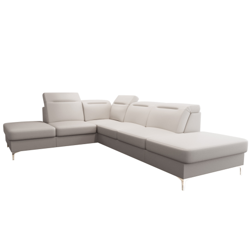 Oslo Ecksofa 295×220 - Elegantes, komfortables Sofa mit Schlaffunktion - Echtleder L-1, Weiß.png