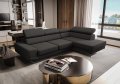 Milano I Ecksofa 270x180 cm – Modernes Ecksofa mit verstellbaren Kopfstützen, Gemma 90 - Dunkelgrau