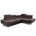 Ecksofa Milano II – Modernes Ecksofa mit verstellbaren Kopfstützen und hohen Metallfüßen, Terra 26 - Braun.png