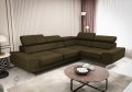 Ecksofa Milano II – Modernes Ecksofa mit verstellbaren Kopfstützen und hohen Metallfüßen, Moly