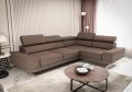 Ecksofa Milano II – Modernes Ecksofa mit verstellbaren Kopfstützen und hohen Metallfüßen, Echtleder