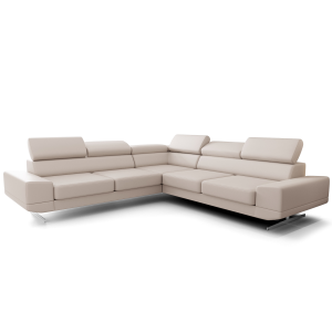 Milano Max Ecksofa 270x270 cm – Modernes Ecksofa mit verstellbaren Kopfstützen, Echtleder - Weiß