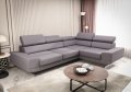 Ecksofa Milano II – Modernes Ecksofa mit verstellbaren Kopfstützen und hohen Metallfüßen, Primo