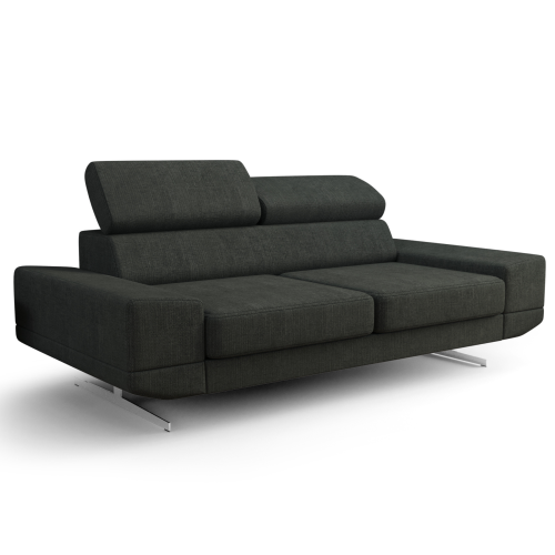 Sofa Milano II 200 cm – Modernes Sofa mit verstellbaren Kopfstützen und Metallfüßen, Moly 37 - Dunkelgrün