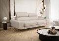 Sofa Milano II 200 cm – Modernes Sofa mit verstellbaren Kopfstützen und Metallfüßen, Echtleder U-8